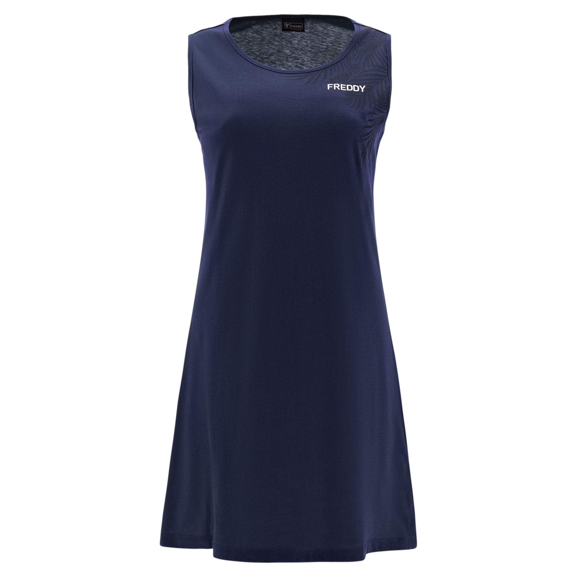 Freddy Abito smanicato in jersey con stampa foliage in tono S3WTRD2 B94 blu navy