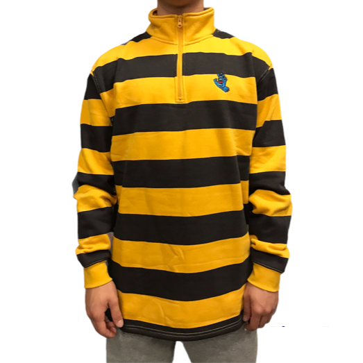 Santa Cruz felpa mezza zip a righe da uomo Mini Screaming Hand SCA-CRW-070 giallo