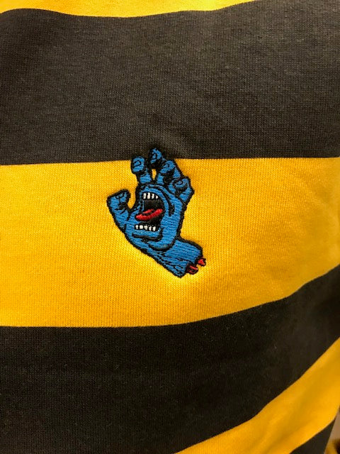 Santa Cruz felpa mezza zip a righe da uomo Mini Screaming Hand SCA-CRW-070 giallo