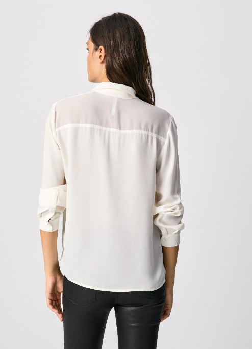 PepeJeans Camicia Satinata Lulu PL304050 OFF WHITE