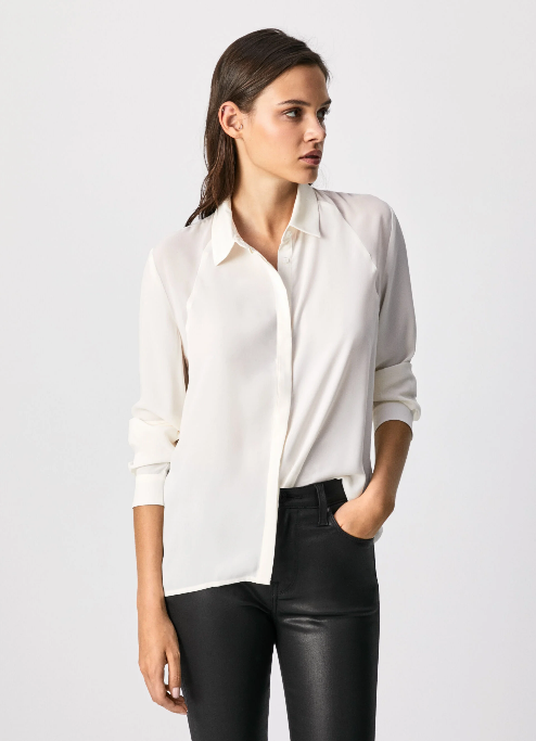 PepeJeans Camicia Satinata Lulu PL304050 OFF WHITE