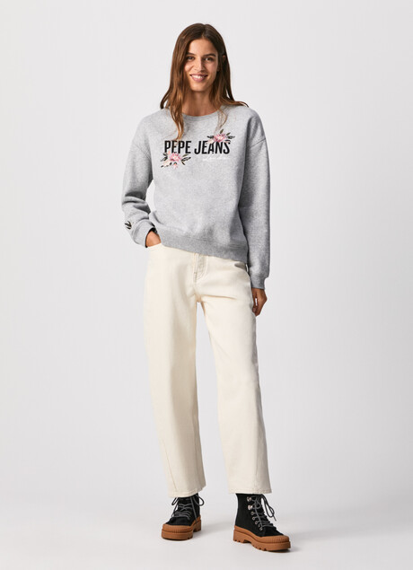 PepeJeans Felpa con Ricamo Frontale Portia PL581133 grey