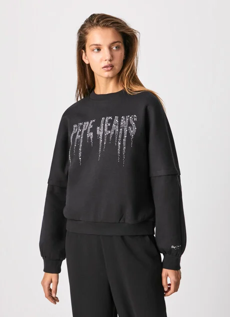 PepeJeans Felpa con Paillette Debbie PL581120 black