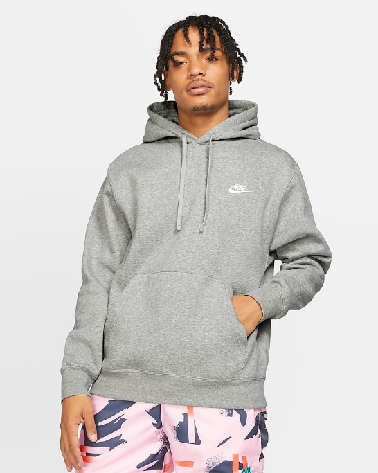 Nike Felpa con cappuccio Club Over The Head BV2654 063 dark grey heather