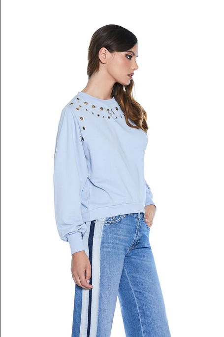 Relish Felpa girocollo con applicazioni da donna Kensyt RDP2201016023c cashmere blu