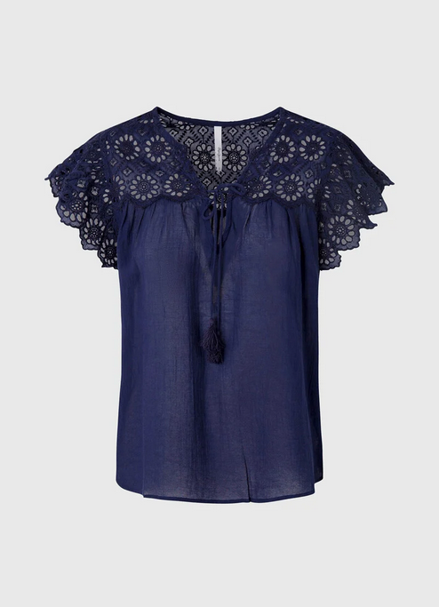 Pepe Jeans Blusa con dettaglio traforato Stella PL304254 583 thames
