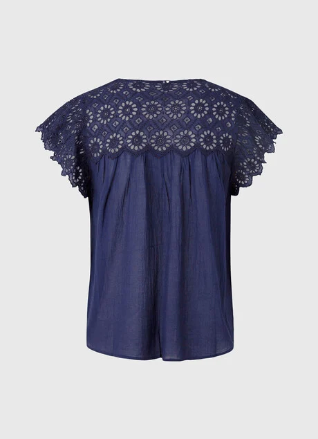 Pepe Jeans Blusa con dettaglio traforato Stella PL304254 583 thames