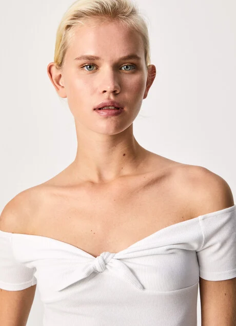 Pepe Jeans T-Shirt con nodo BETH PL505136 800 white