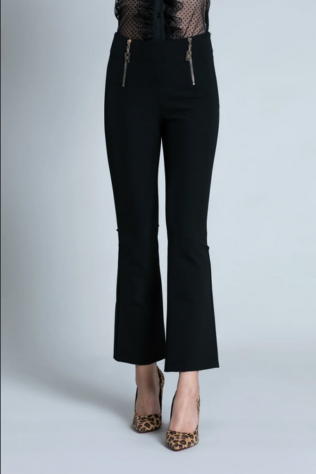 Relish Pantalone da donna NORY a vita alta crop con doppia zip RDA2207036036 1199 black