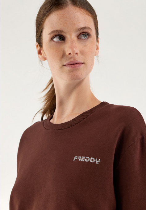 Freddy Felpa cropped a girocollo comfort tinta in capo JOYC024X Z40X moonbeam direct dyed