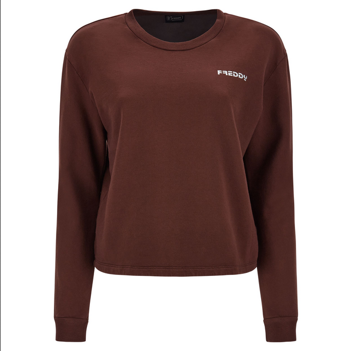 Freddy Felpa cropped a girocollo comfort tinta in capo JOYC024X Z40X moonbeam direct dyed