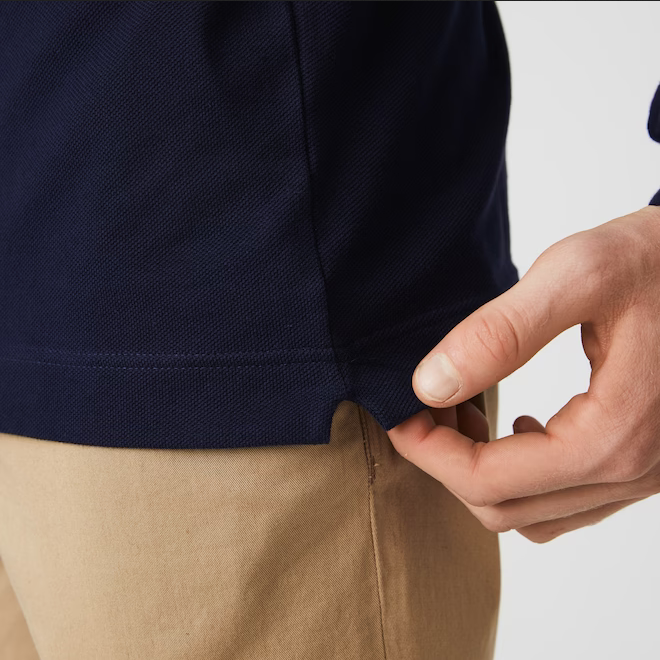Lacoste Polo da uomo manica lunga in pitit piquè tinta unica YH9521 00 166 blu navy