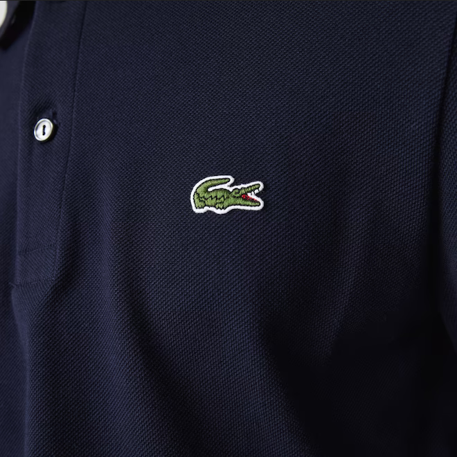 Lacoste Polo da uomo manica lunga in pitit piquè tinta unica YH9521 00 166 blu navy