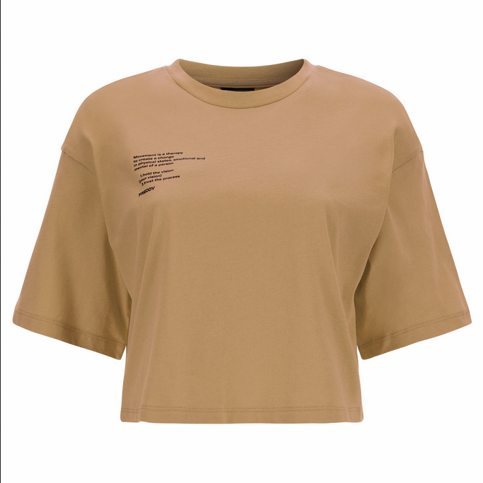 Freddy T-shirt crop top comfort con stampa lettering F2WGZT7 M24 Burro Brown