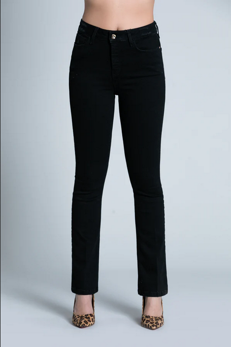 Relish Pantalone Jeans da donna a vita alta con ricamo Starf_B RDA2207135011 1199 black denim