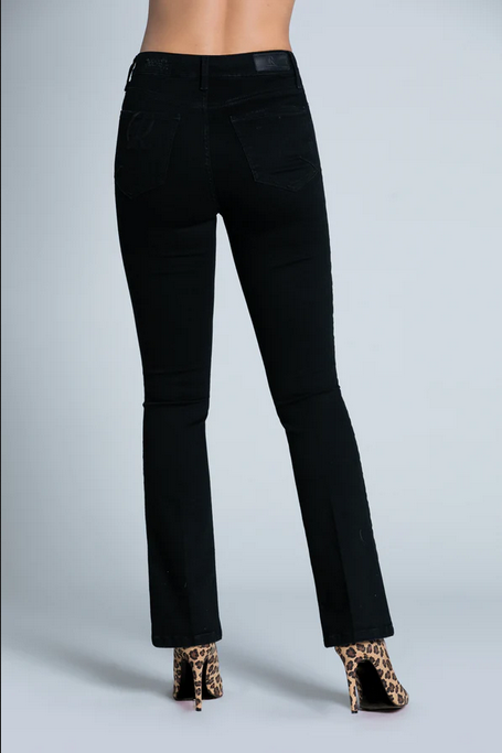 Relish Pantalone Jeans da donna a vita alta con ricamo Starf_B RDA2207135011 1199 black denim
