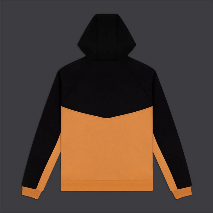 Dolly Noire Felpa da uomo con cappuccio e cerniera intera Section Insert Zip Hoodie SW189-SW-01 Black-Khaki
