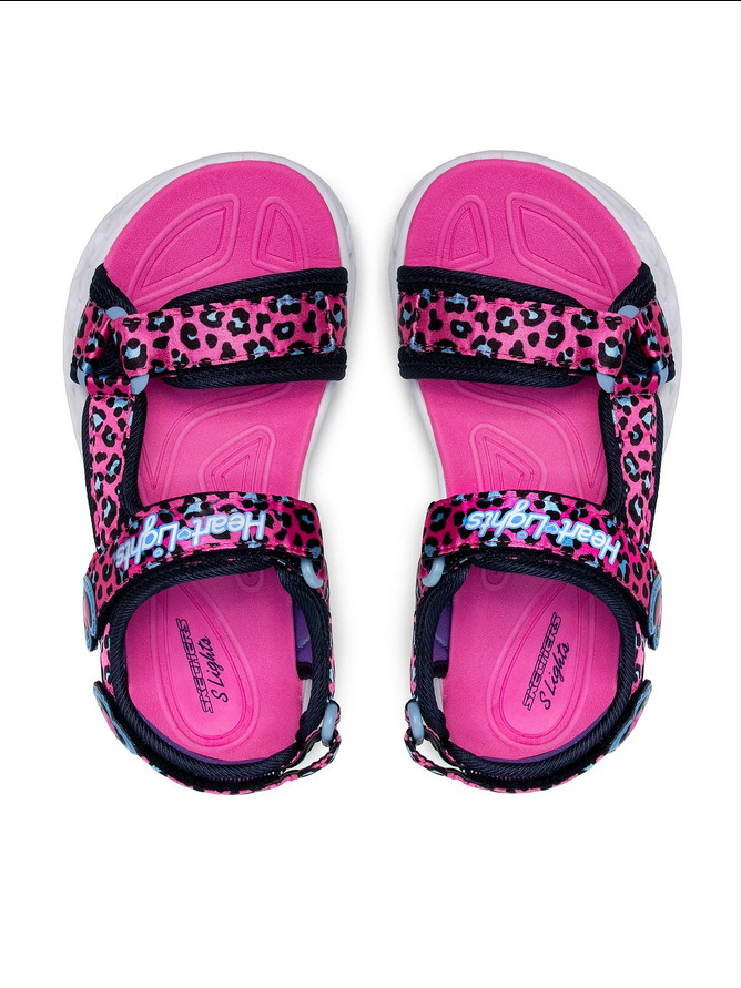 Skechers sandalo da bambina con luci Lights Heart Savvy Cat 302090L/HPBL rosa-blu