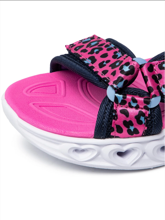 Skechers sandalo da bambina con luci Lights Heart Savvy Cat 302090L/HPBL rosa-blu