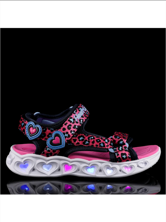 Skechers sandalo da bambina con luci Lights Heart Savvy Cat 302090L/HPBL rosa-blu