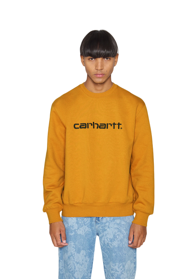 Carhartt felpa girocollo da uomo 1030229 10E ochre-dark navy