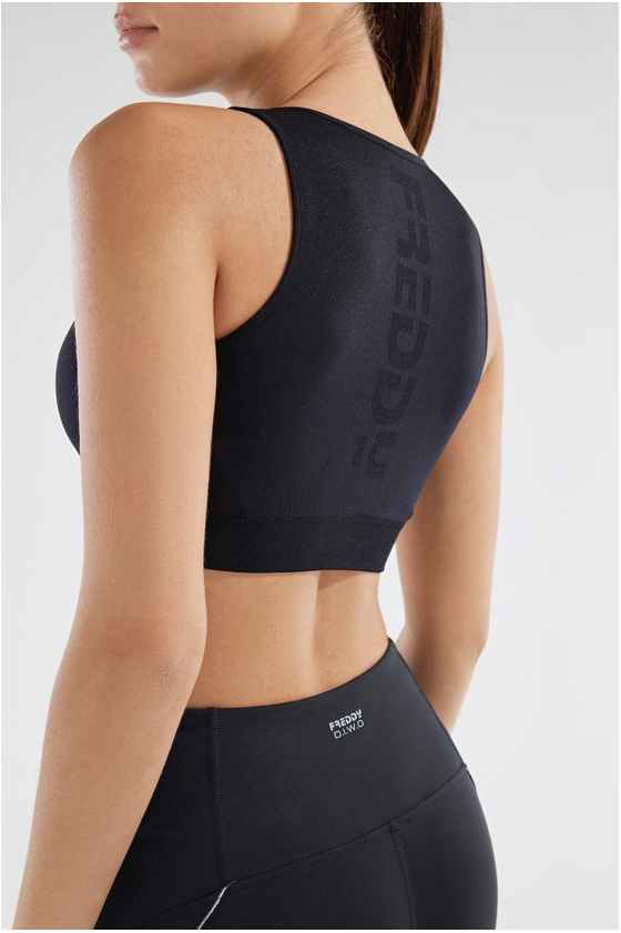 Freddy Top reggiseno sportivo in seamless zip e coppe removibili F2WSFB6N N nero