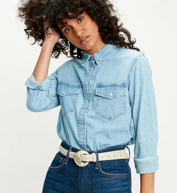 Levi's camicia in jeans da donna Western Essential 16786-0001 cool out-blu