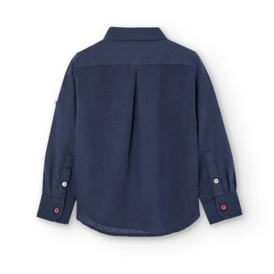 Boboli camicia a manica lunga da bambino e ragazzo in lino 736039-2440 marinaio