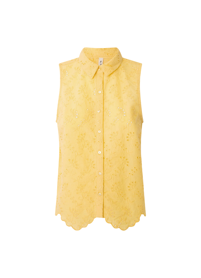 PepeJeans Camicia da donna smanicata traforata Eris PL304553 039 shine
