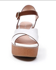 Stonefly sandali con zeppa Diva 9 Patent da donna colore bianco-marrone sigaro, tomaia in pelle, tecnologia BluSoft punta