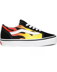 Vans scarpa sneakers da ragazzo Old Skool Flame VN0A5AOAXEY nero bianco fiamme