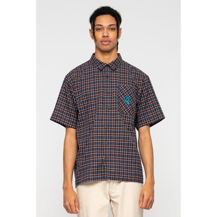 Santa Cruz Mini Hand S/S Shirt camicia da uomo manica corta a quadri blu check