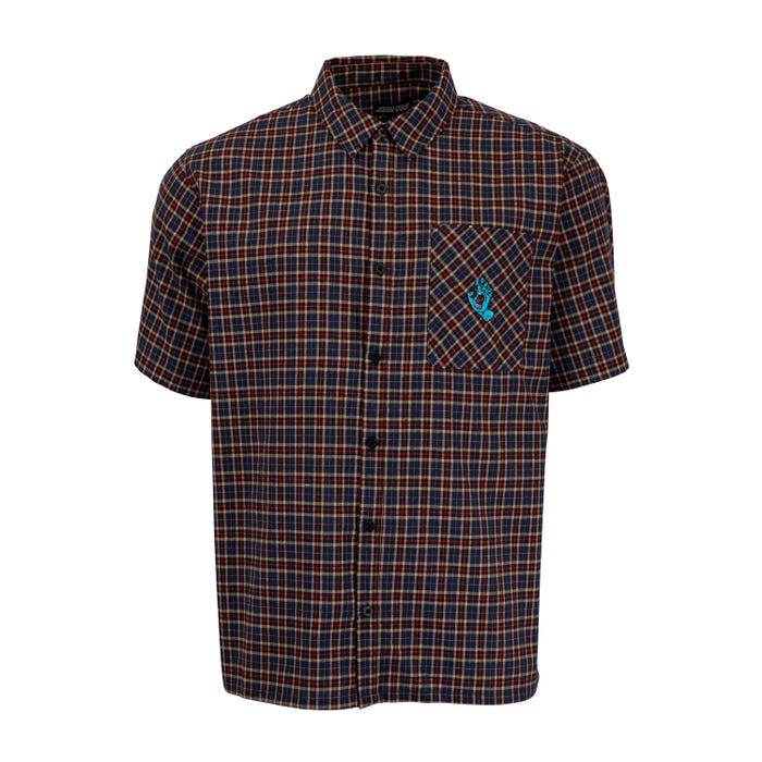 Santa Cruz Mini Hand S/S Shirt camicia da uomo manica corta a quadri blu check