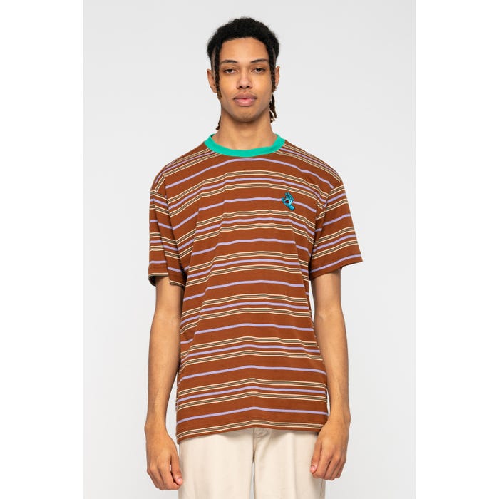 Santa Cruz Mini Hand Stripe T-shirt uomo manica corta a righe seppia
