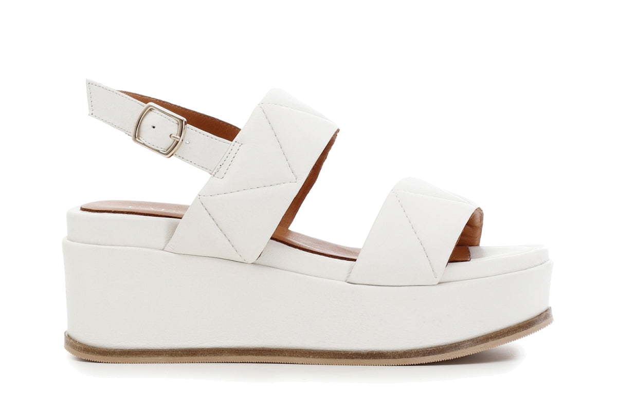 CafèNoir Sandalo da donna con zeppa trapuntati in pelle C1HC1210 W026 crema