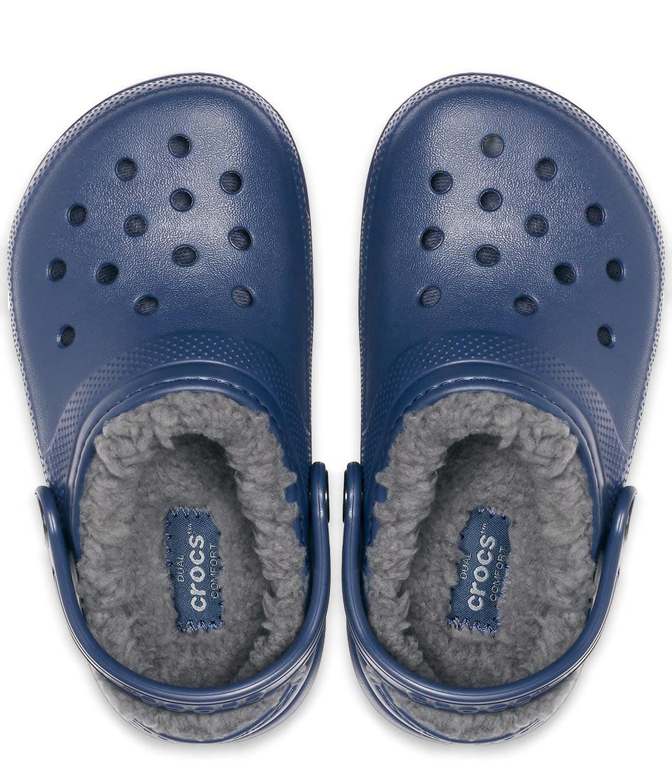 Crocs sandalo sabot da bambino con pelliccetta Classic Lined Clog 203506 459 NACH blu-grigio