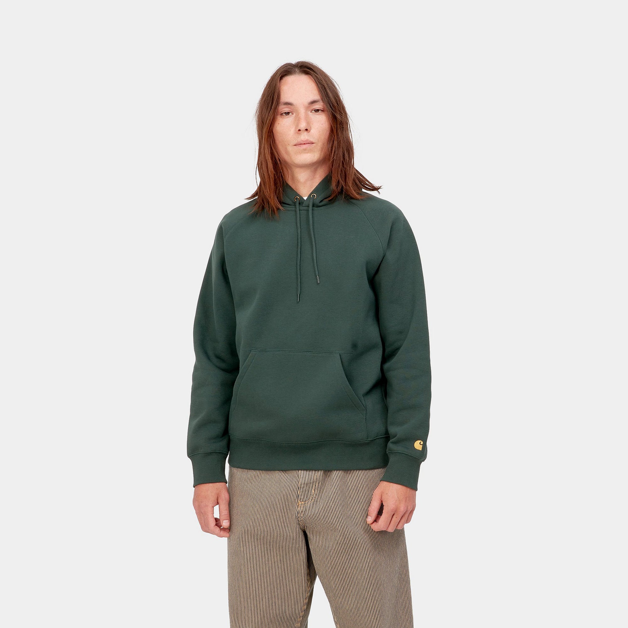 Carhartt Felpa con cappuccio da uomo 1026384 1H3 juniper-gold