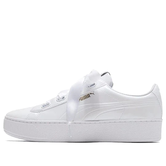 Puma scarpa sneakers con zeppa da donna Vikky Platform Ribbon 366419 02 bianco