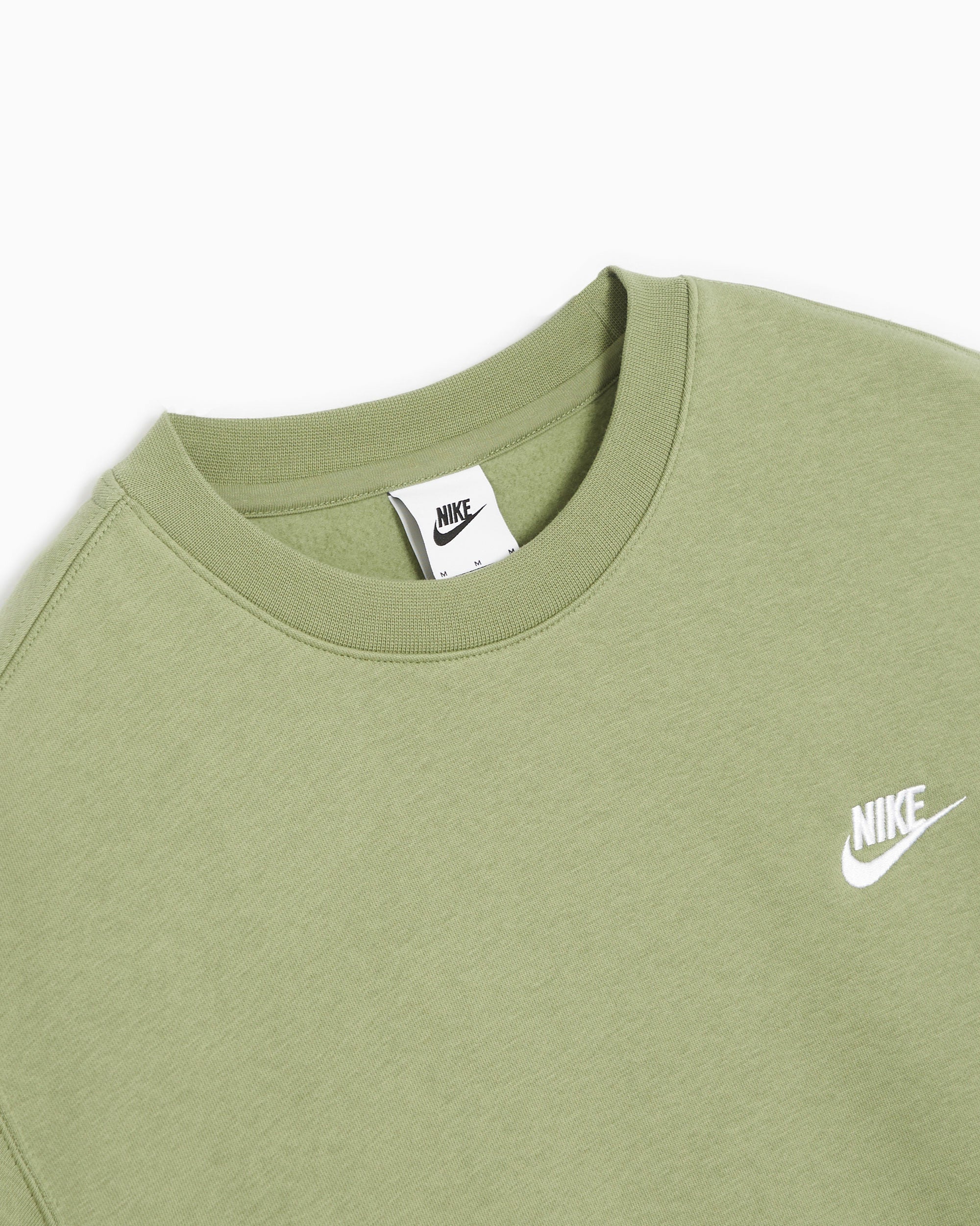 Nike felpa da uomo girocollo Sportwear Club Fleece BV2662-386 oil green-bianco