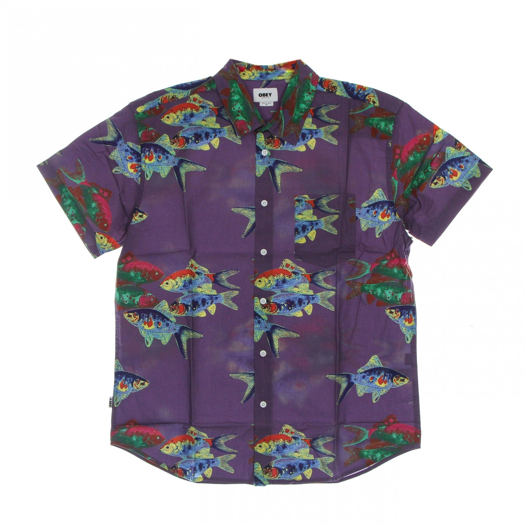 Obey Camicia manica corta da uomo Fishbowl Woven SS 181210338 lavanda