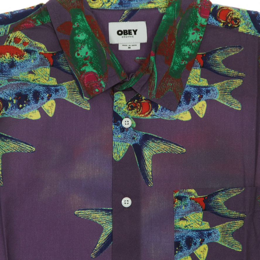 Obey Camicia manica corta da uomo Fishbowl Woven SS 181210338 lavanda