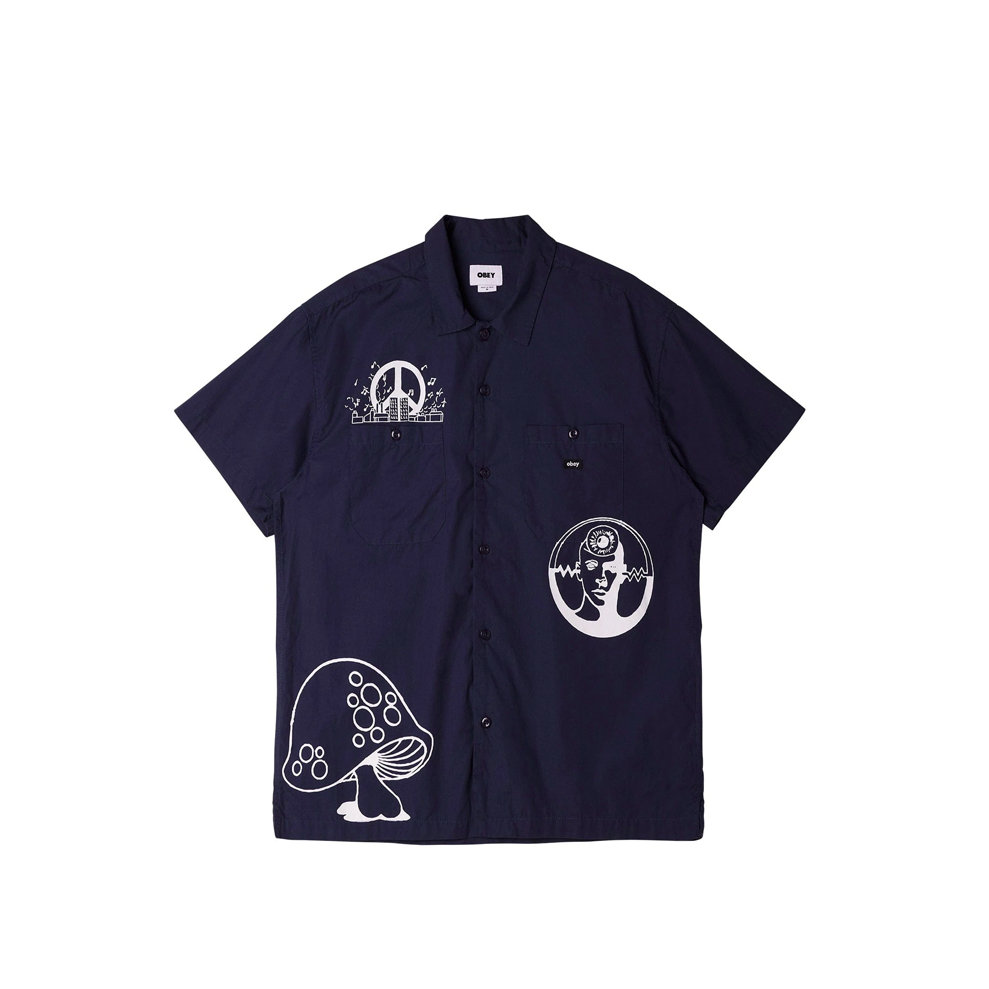 Obey Camicia Oyster Woven SS 181210342 navy