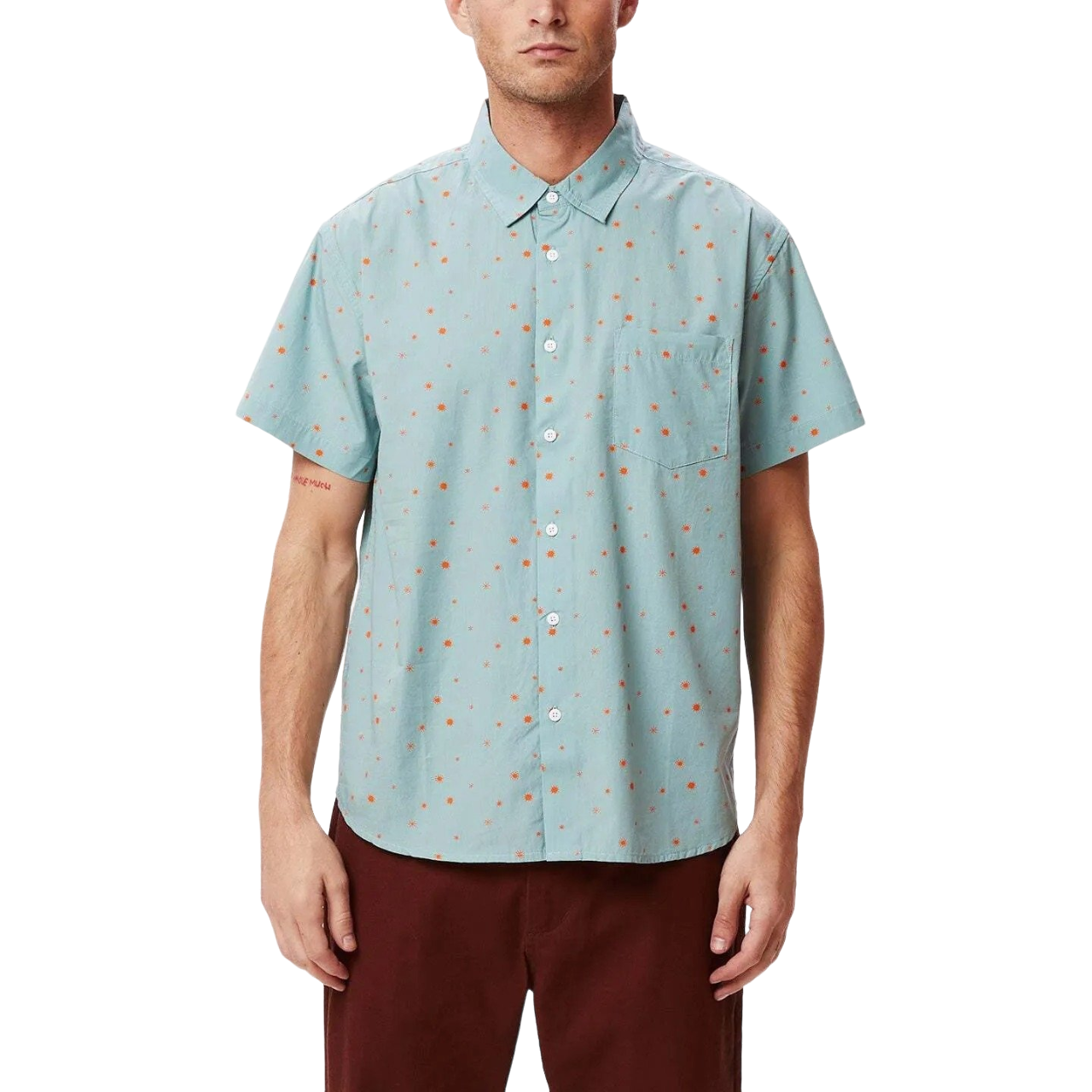 Obey Camicia manica corta da uomo Burst Woven 181210336 turchese