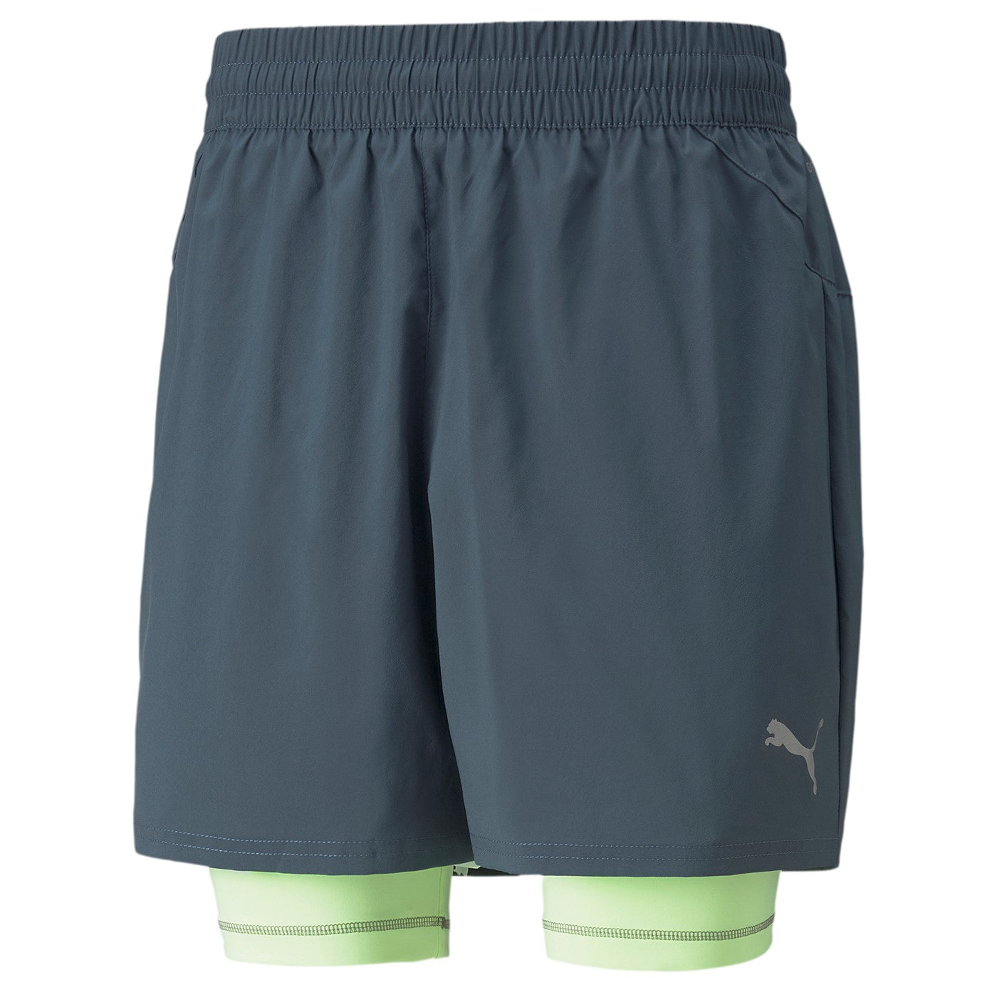Puma pantaloncino sportivo da corsa Run 2IN1 5" 521049-42 grigio-verde acido