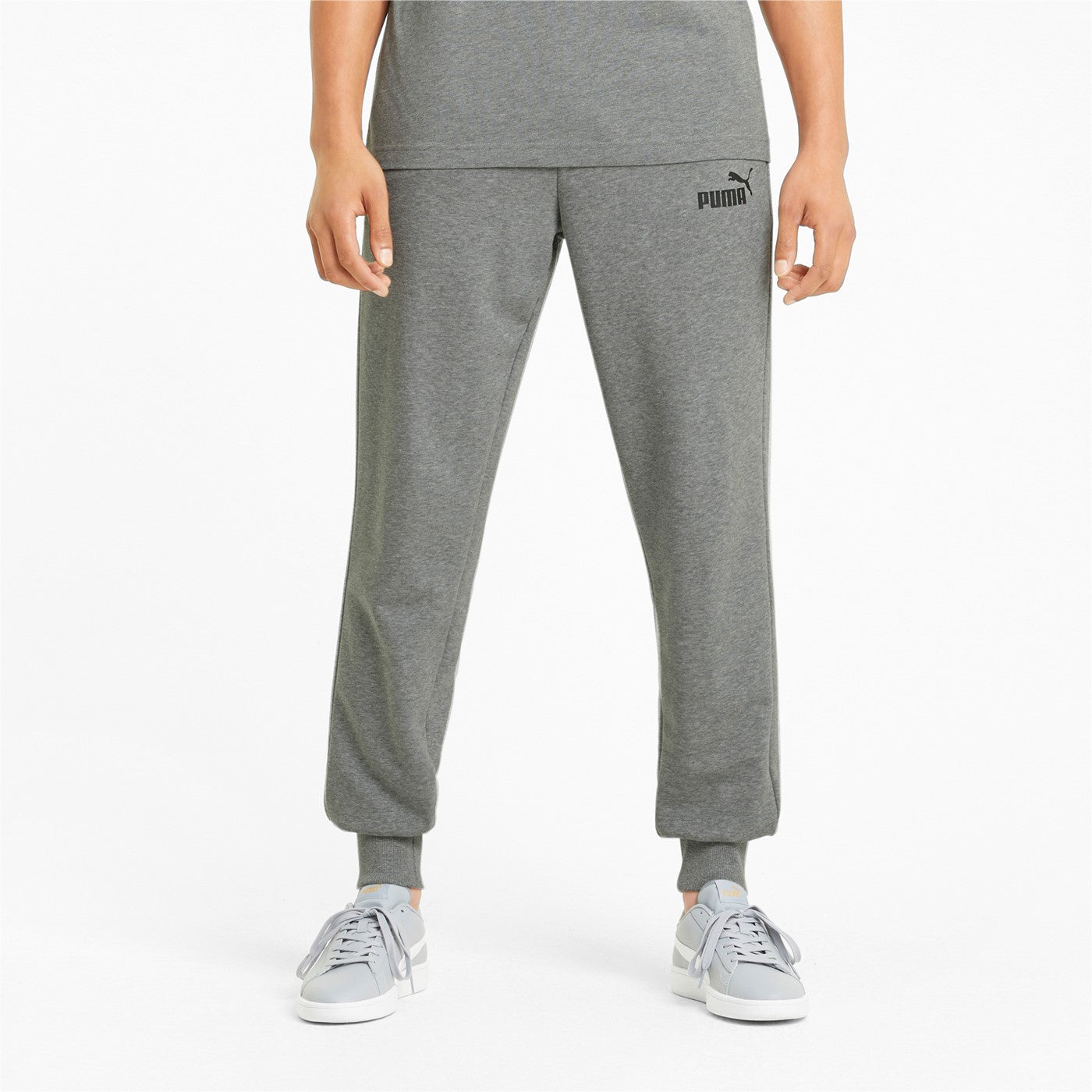 Puma pantalone sportivo da uomo Lungo in Jersey ESS Logo 586716 03 grigio medio