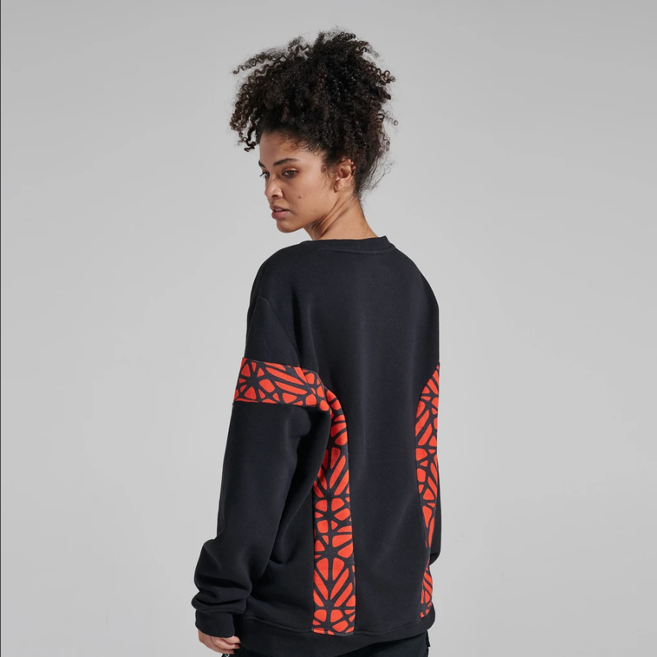 Dolly Noire felpa girocollo da adulto Bosco Pattern Crewneck sw019 sw 01 nero