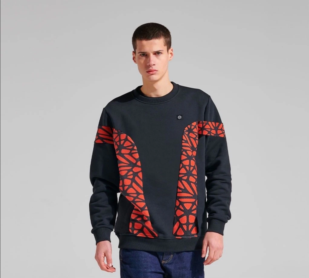 Dolly Noire felpa girocollo da adulto Bosco Pattern Crewneck sw019 sw 01 nero