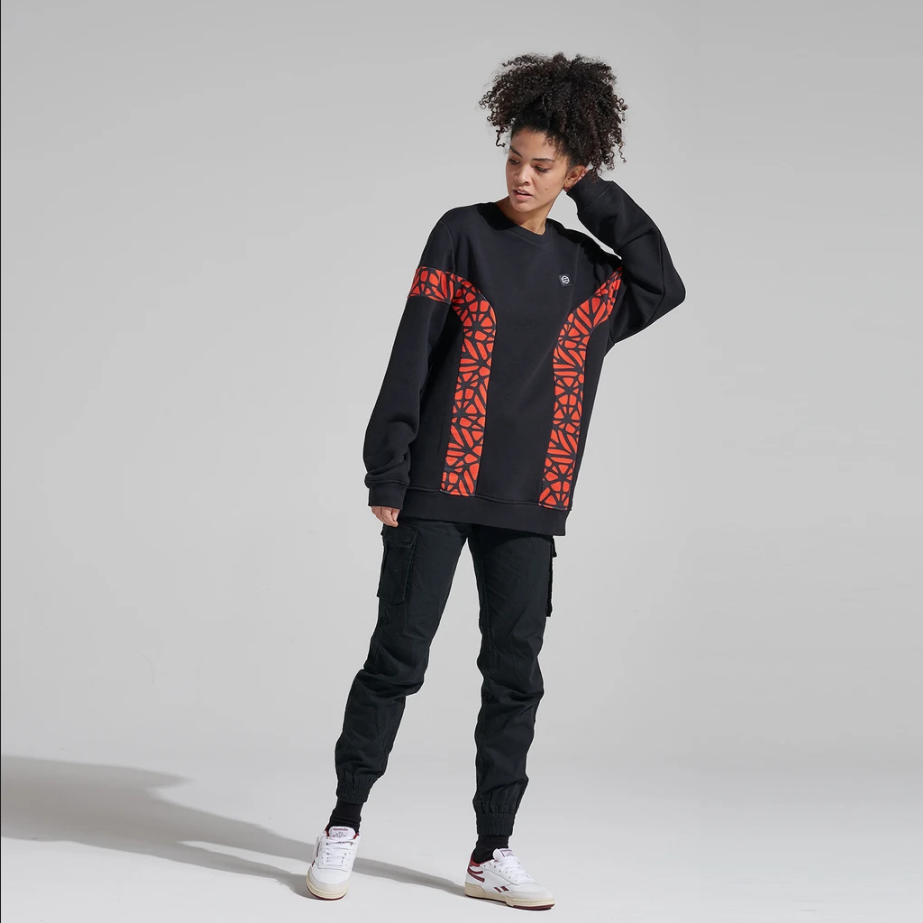 Dolly Noire felpa girocollo da adulto Bosco Pattern Crewneck sw019 sw 01 nero