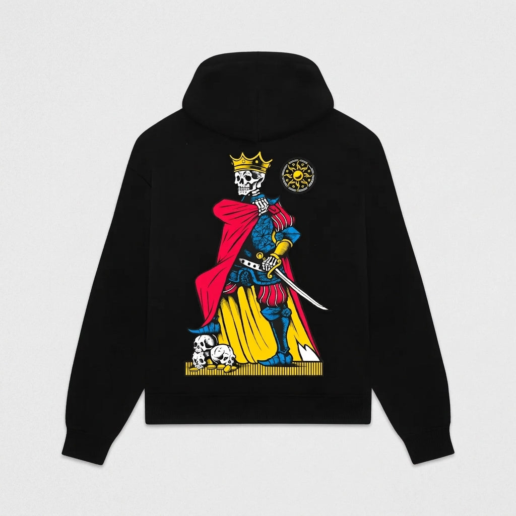 Dolly Noire Felpa con cappuccio da uomo Re di Denari - Napoletane Hoodie SW1365-GQ-01 nero