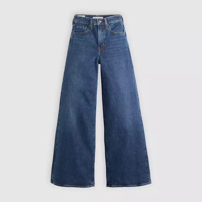 Levi's pantalone jeans da donna 728 a vita alta con gamba ampia blu